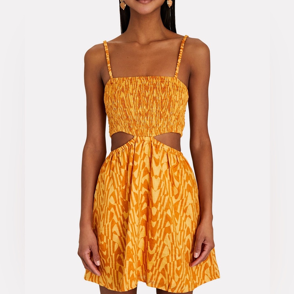 Faithful the Brand- Isola Cut-out Printed Linen Mini Dress